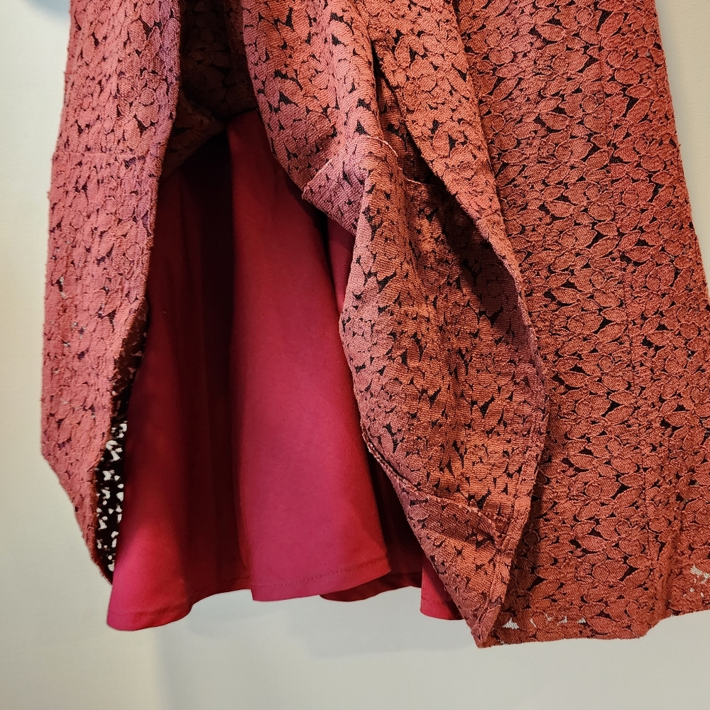 Manishii Rust/Ruby Sequin Embroidered Lace Anarka… - image 7